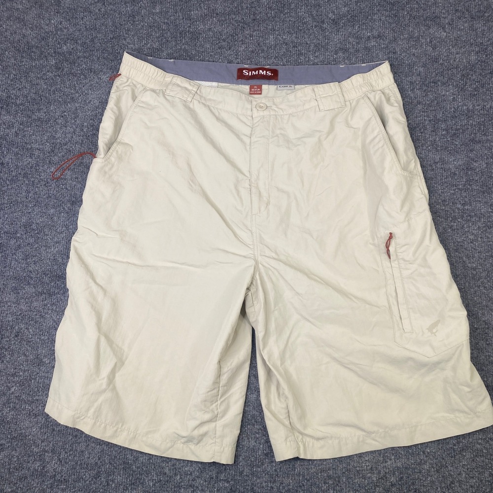 Simms Fishing Products COR3 Mens XL Tan Nylon Cargo Fishing Shorts Hiking